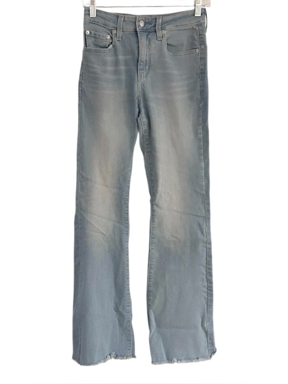 Levi’s 726 Flare Jeans Size 26 Light Wash Fringe Hem High Rise